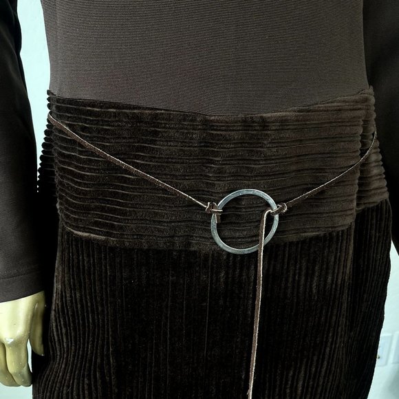 Y2K VINTAGE A.B.S MOCK NECK RIBBED CORDUROY BELTED  LONG SLEEVE DRESS SIZE - Picture 6 of 6